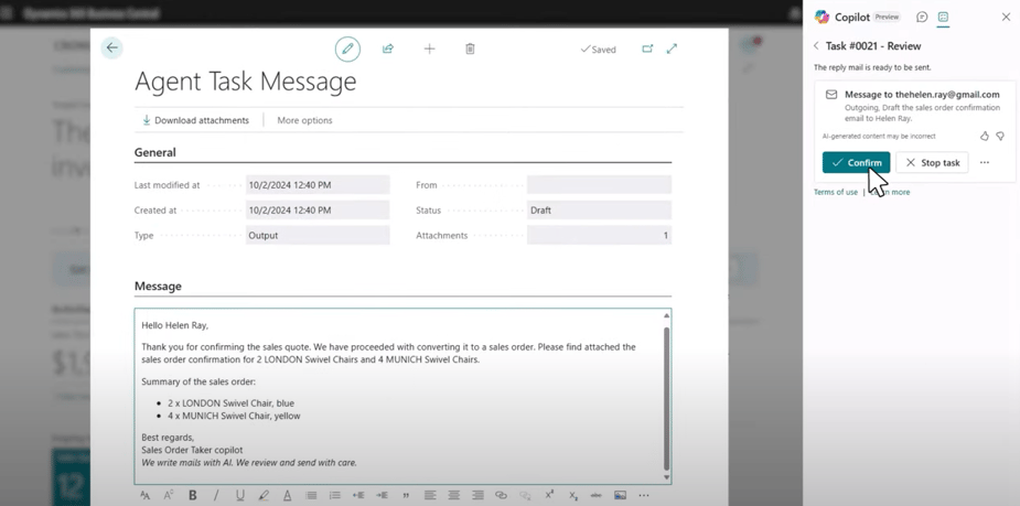 Copilot Sales Agent in Microsoft Dynamics 365 Business Central